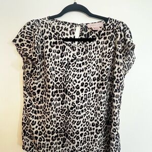 Philosophy Tan and Black Blouse with Leopard Print